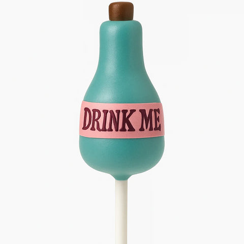 Potion bottle cake pop with colourful candy melt and decorative details
