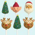 North Pole Christmas cake pop bundle with Santa, elf, reindeer and Christmas tree designs.