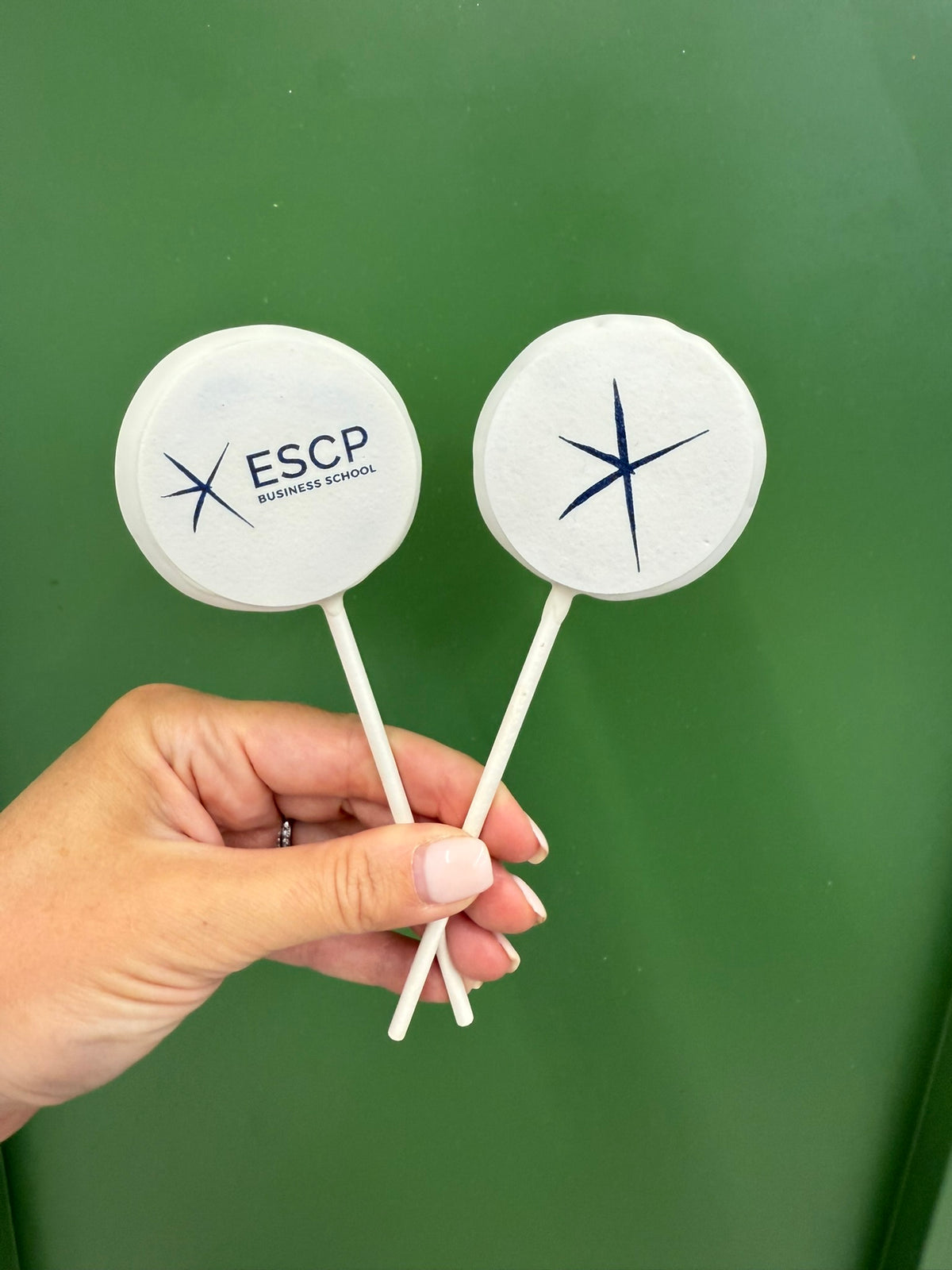 Printed logo cake pop example by POP Bakery
