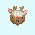 Reindeer Christmas cake pop with red nose and antlers.
